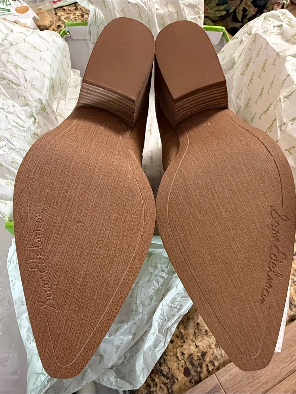 NEW 8.5 Sam Edelman Winona Camel Suede Ankle Boots Tan Leather Booties City Chic